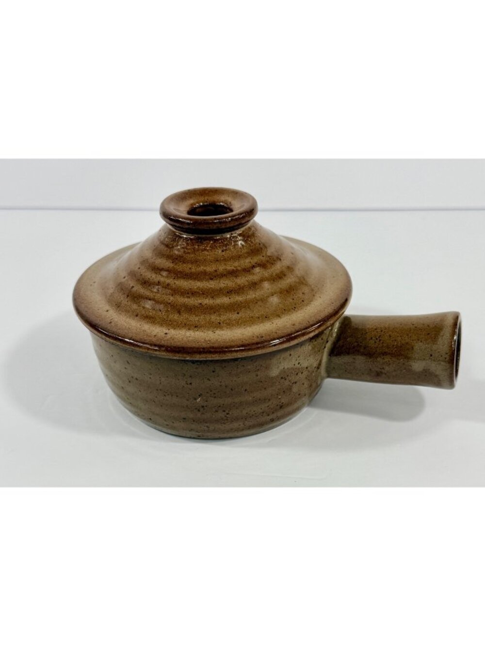 Handcrafted Brown Speckled Ceramic French Onion Soup Pot With Lid  Rustic Stonew